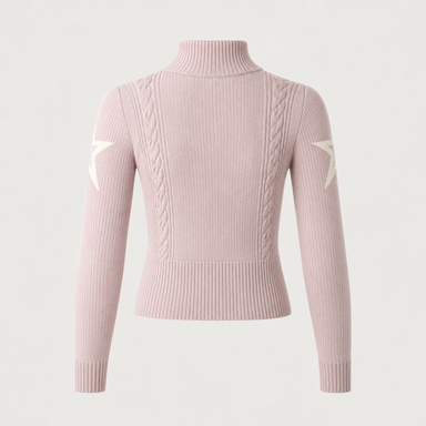 Perfect Moment women’s Cable Sweater in Oyster Pink – product back view