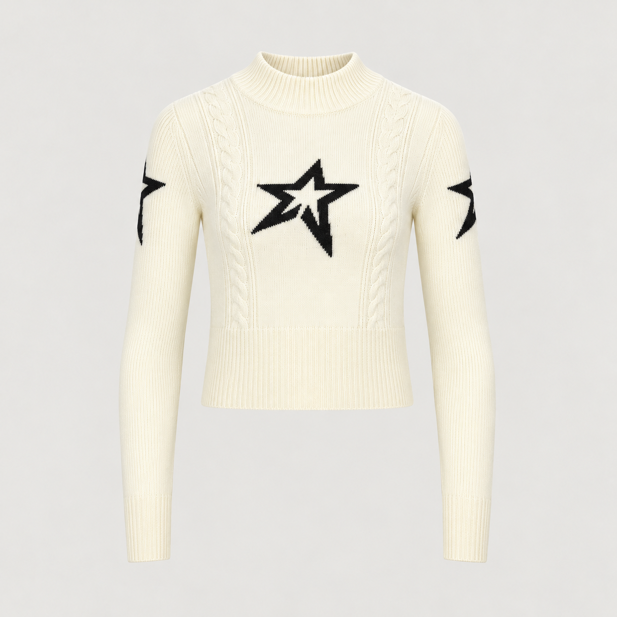 Perfect Moment women’s Cable Sweater in Snow White – product front view