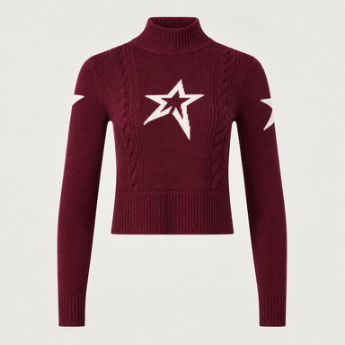 Perfect Moment women’s Cable Sweater in Wine – product front view