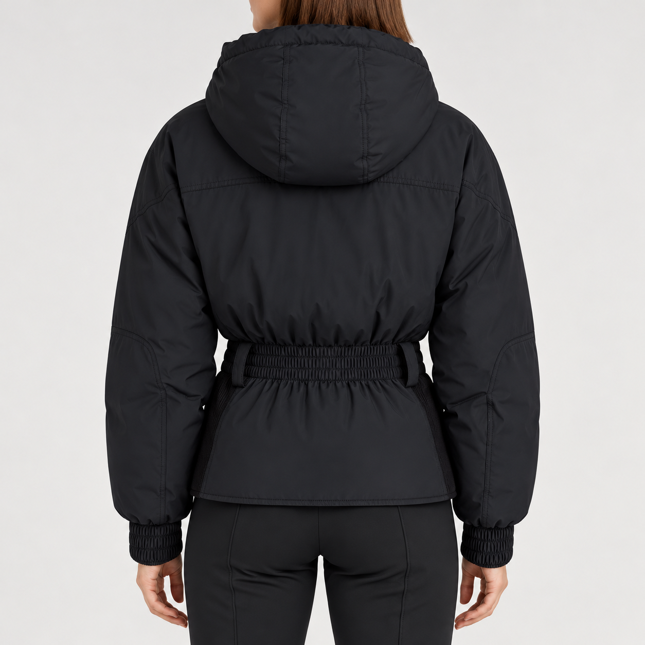 Perfect Moment women’s Celeste Ski Jacket in Black – model back view