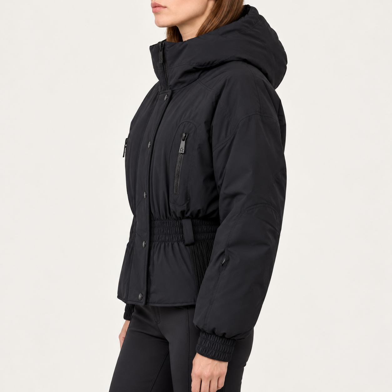Perfect Moment women’s Celeste Ski Jacket in Black – model side view