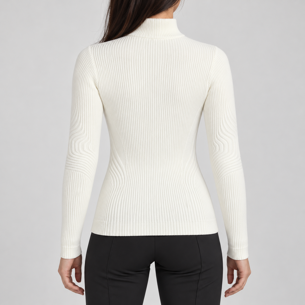 Perfect Moment women’s Chalet Baselayer Top in Snow White – model back view
