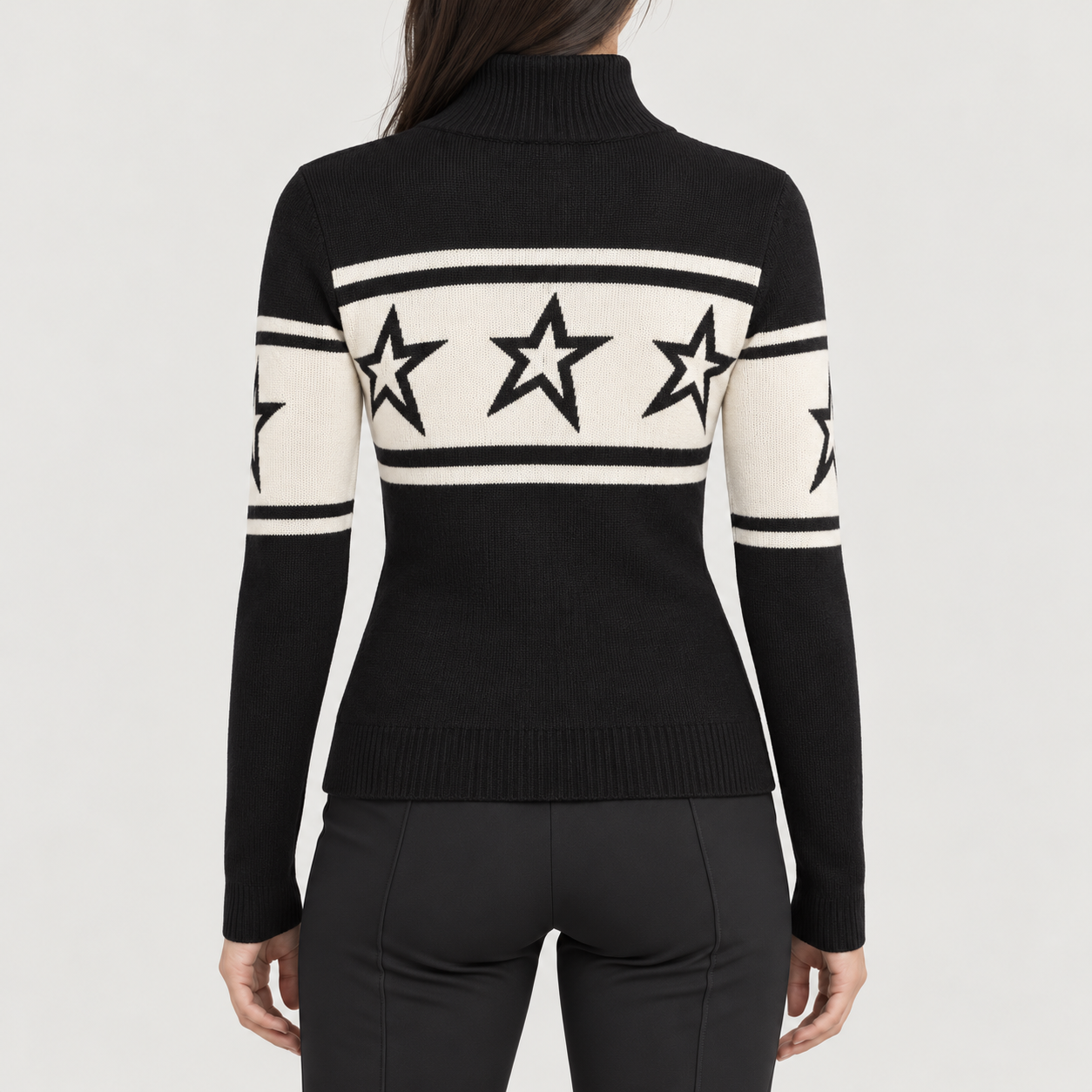 Perfect Moment women’s Chopper Sweater in Black – model back view