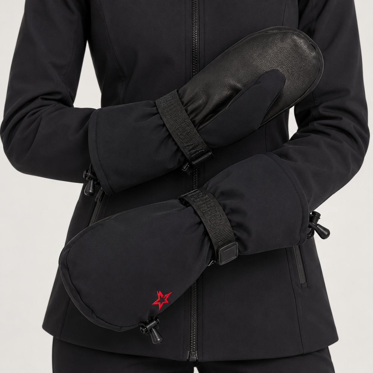 Perfect Moment women Davos Mitts in Black – woman outer view