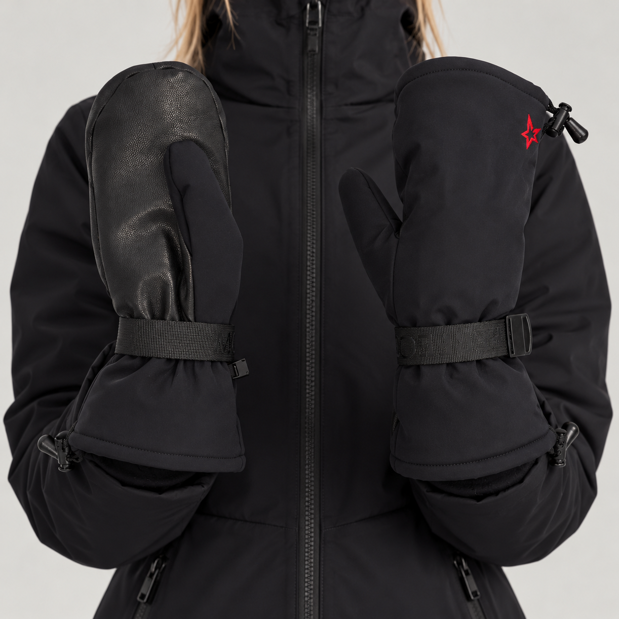 Perfect Moment women Davos Mitts in Black – woman palms view