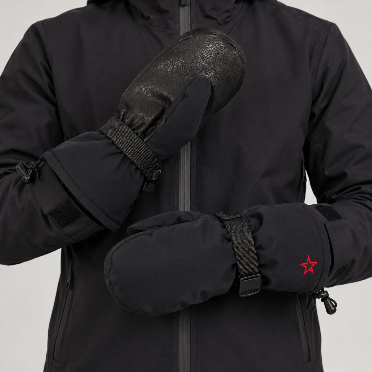 Perfect Moment women Davos Mitts in Black – man outer view