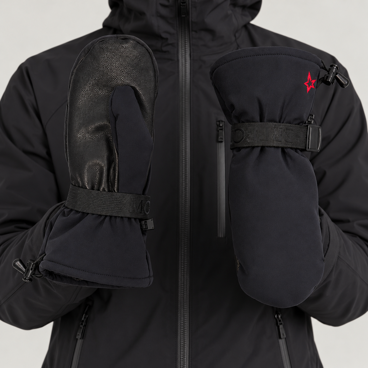 Perfect Moment women Davos Mitts in Black – man palms view