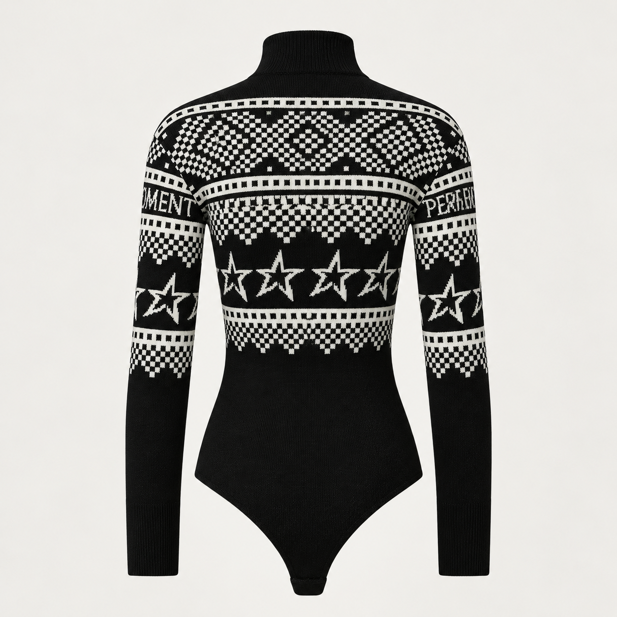 Perfect Moment women’s Holiday Body Sweater in Black/White – product back view