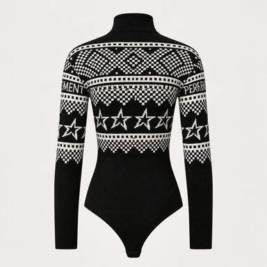 Perfect Moment women’s Holiday Body Sweater in Black/White – product back view