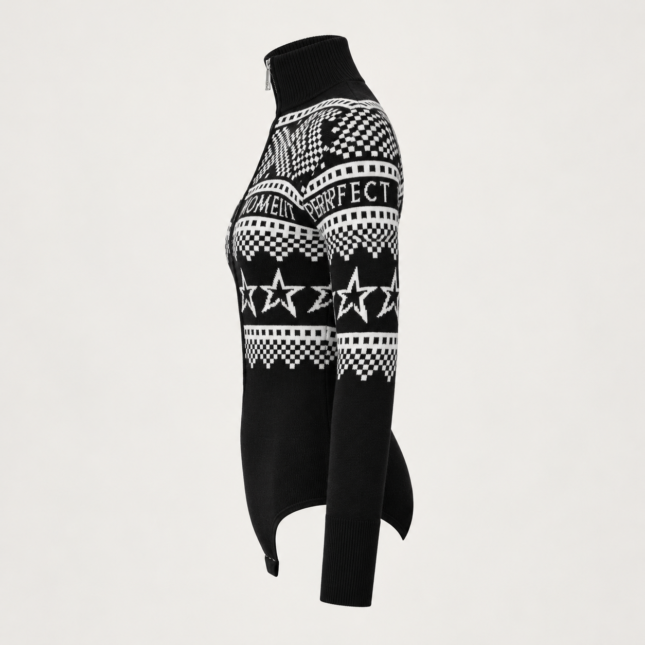 Perfect Moment women’s Holiday Body Sweater in Black/White – product side view