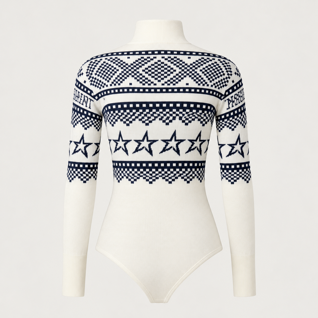 Perfect Moment women’s Holiday Body Sweater in White/Blue – product back view