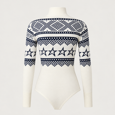 Perfect Moment women’s Holiday Body Sweater in White/Blue – product back view