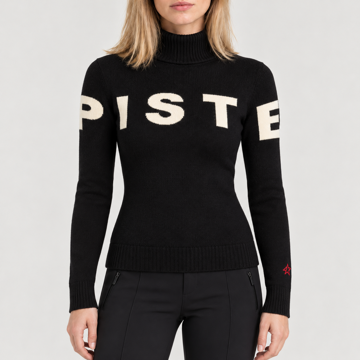 Perfect Moment women’s Piste II Sweater in Black – model front view