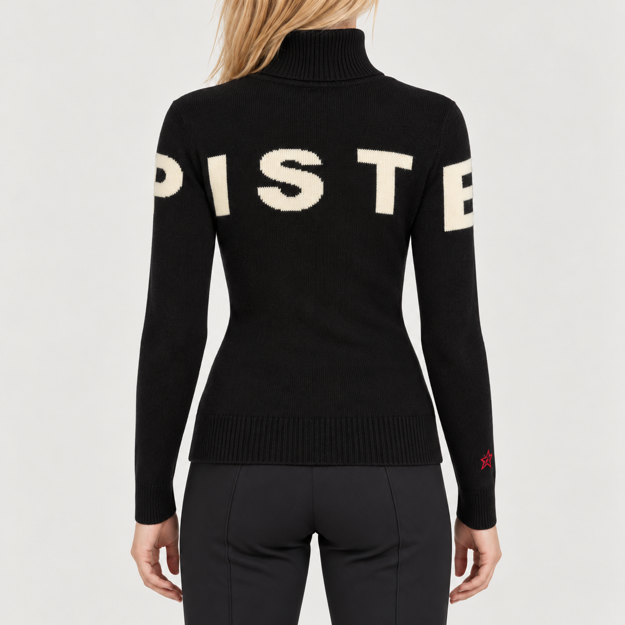Perfect Moment women’s Piste II Sweater in Black – model back view