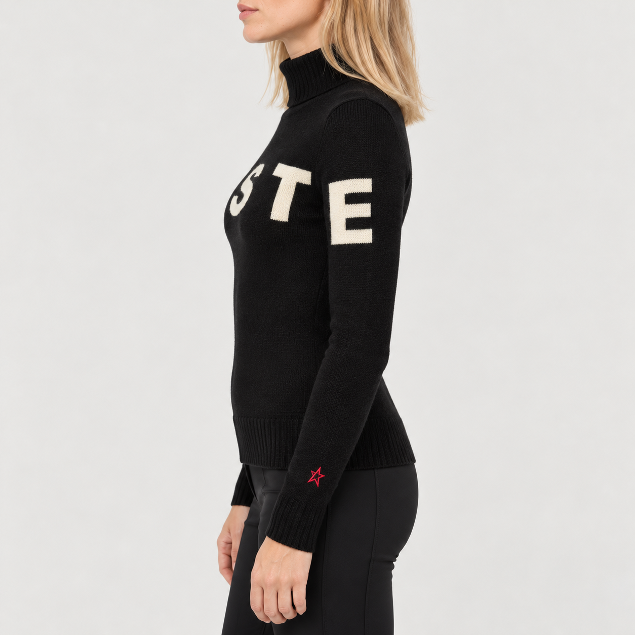 Perfect Moment women’s Piste II Sweater in Black – model side view