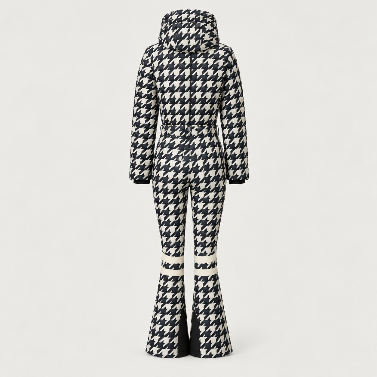 Perfect Moment women’s Polar Flare Ski Suit in Houndstooth – product back view