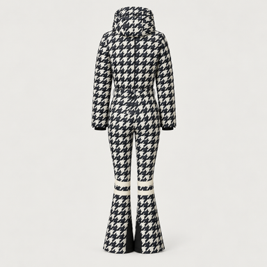 Perfect Moment women’s Polar Flare Ski Suit in Houndstooth – product back view