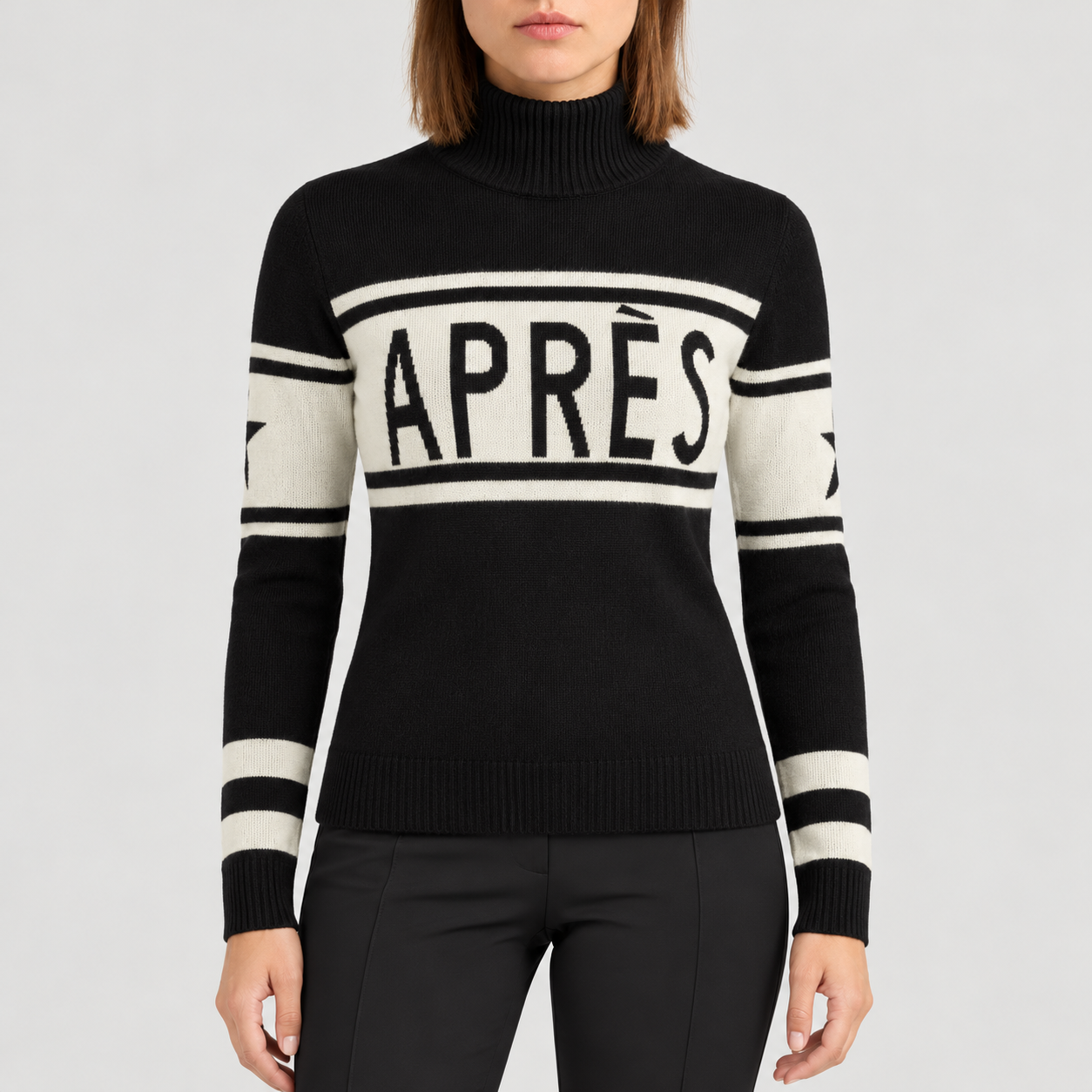 Perfect Moment women’s Schild Apres Sweater in Black – model front view