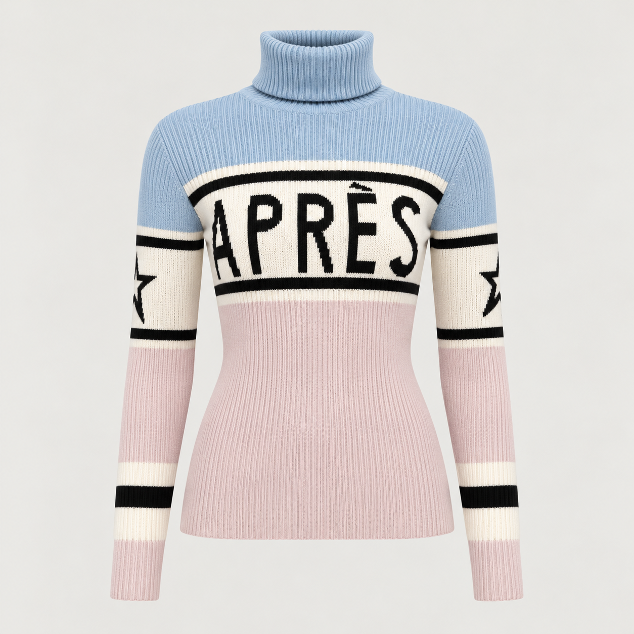 Perfect Moment women’s Schild Apres Sweater in Oyster Pink/Cloud Blue – product front view