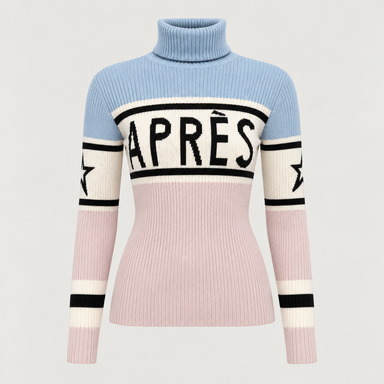 Perfect Moment women’s Schild Apres Sweater in Oyster Pink/Cloud Blue – product front view