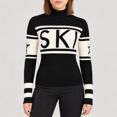 Perfect Moment women’s Schild Sweater in Black – model front view