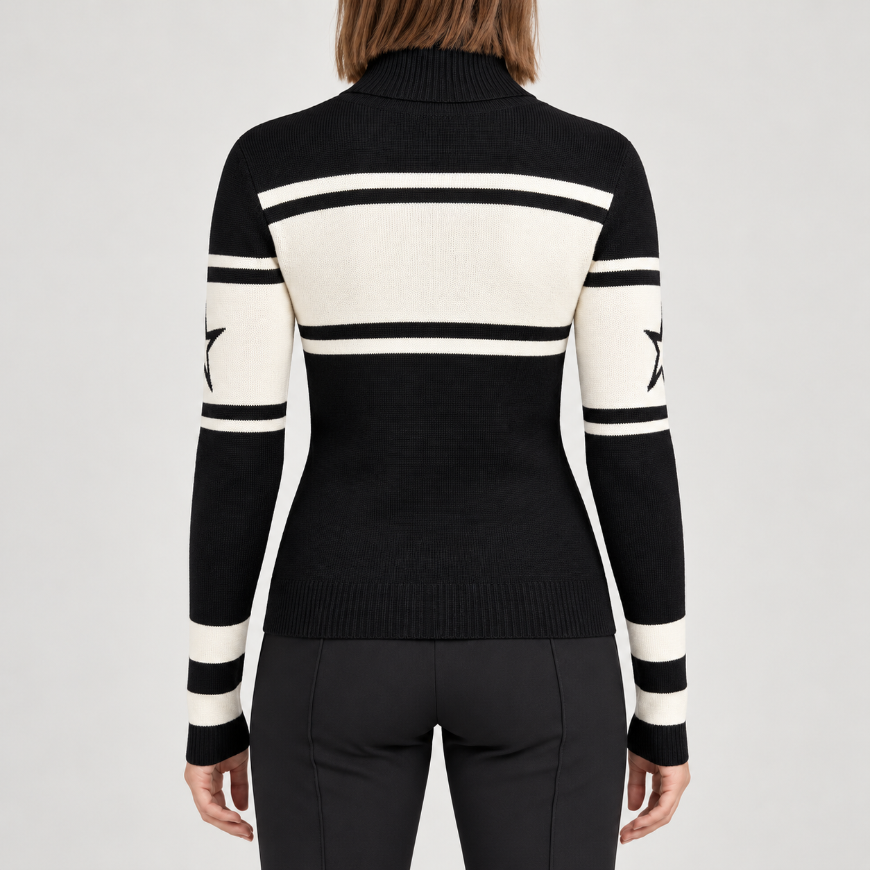 Perfect Moment women’s Schild Sweater in Black – model back view