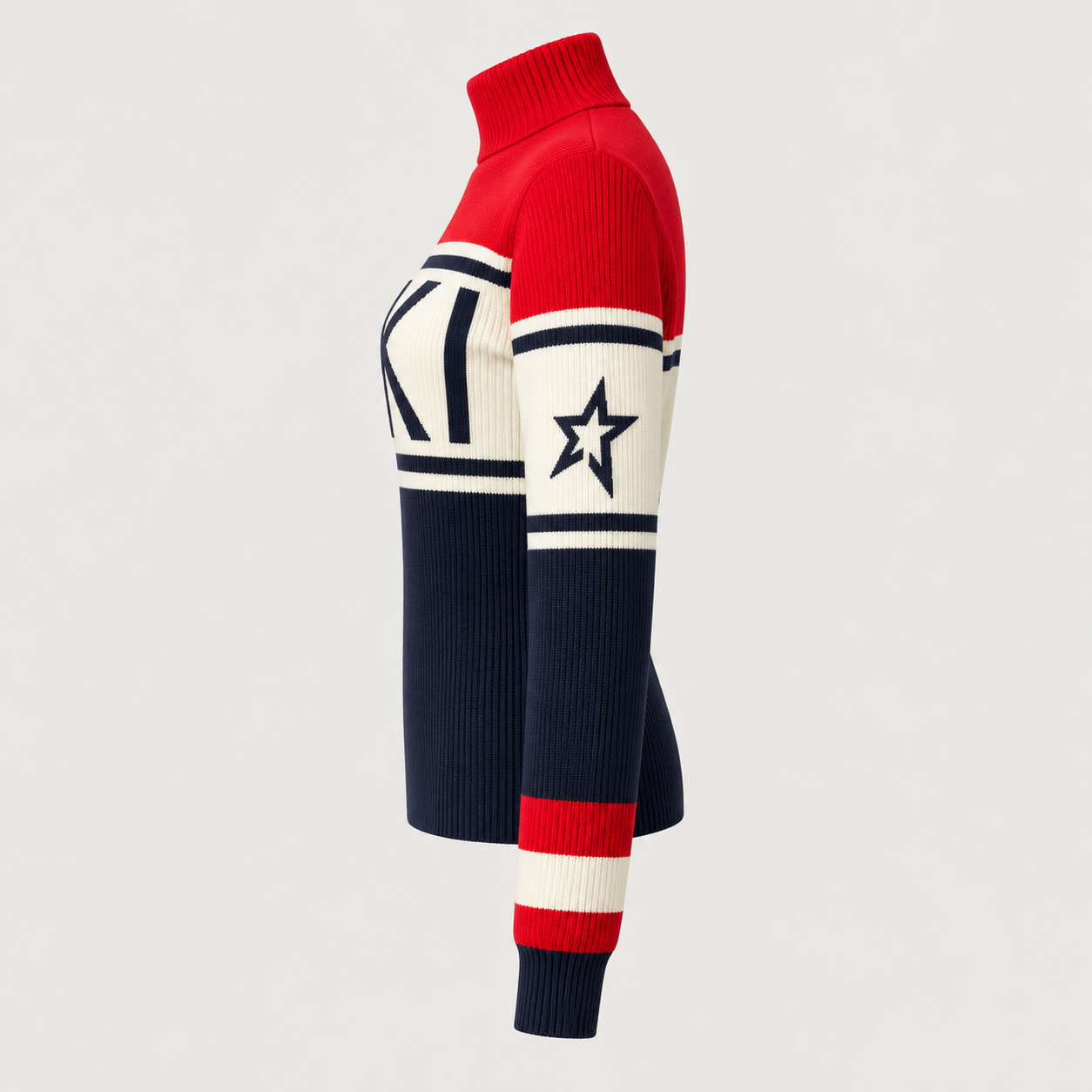 Perfect Moment women’s Schild Sweater in Red/Navy – product side view