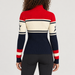Perfect Moment women’s Schild Sweater in Red/Navy – model back view
