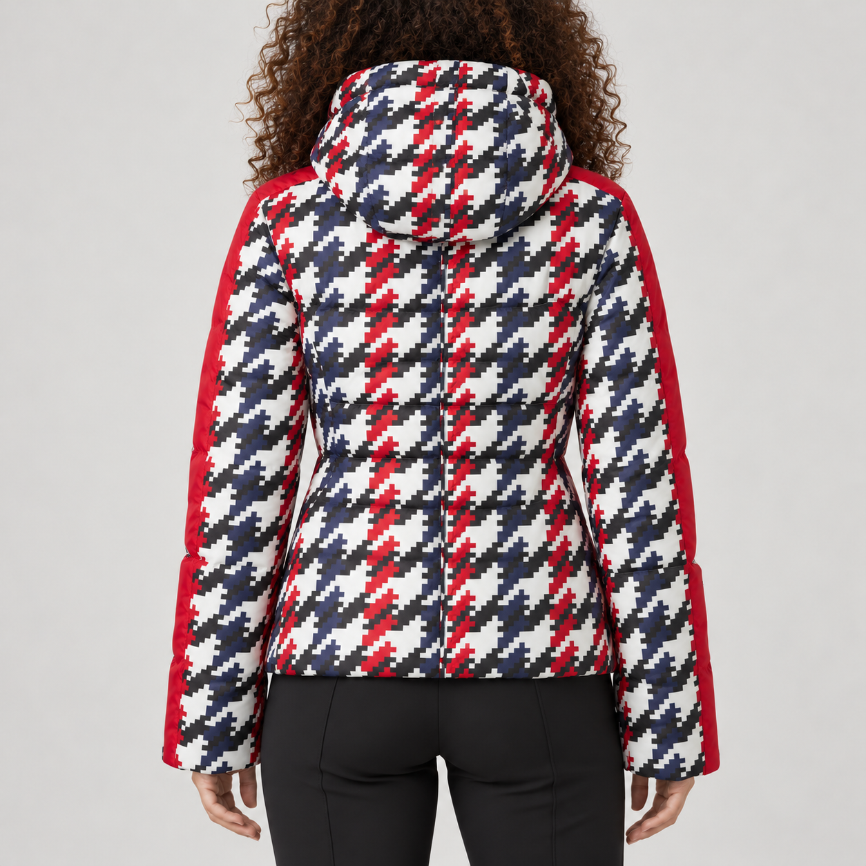 Perfect Moment women’s Ski Duvet II Jacket in Houndstooth – model back view