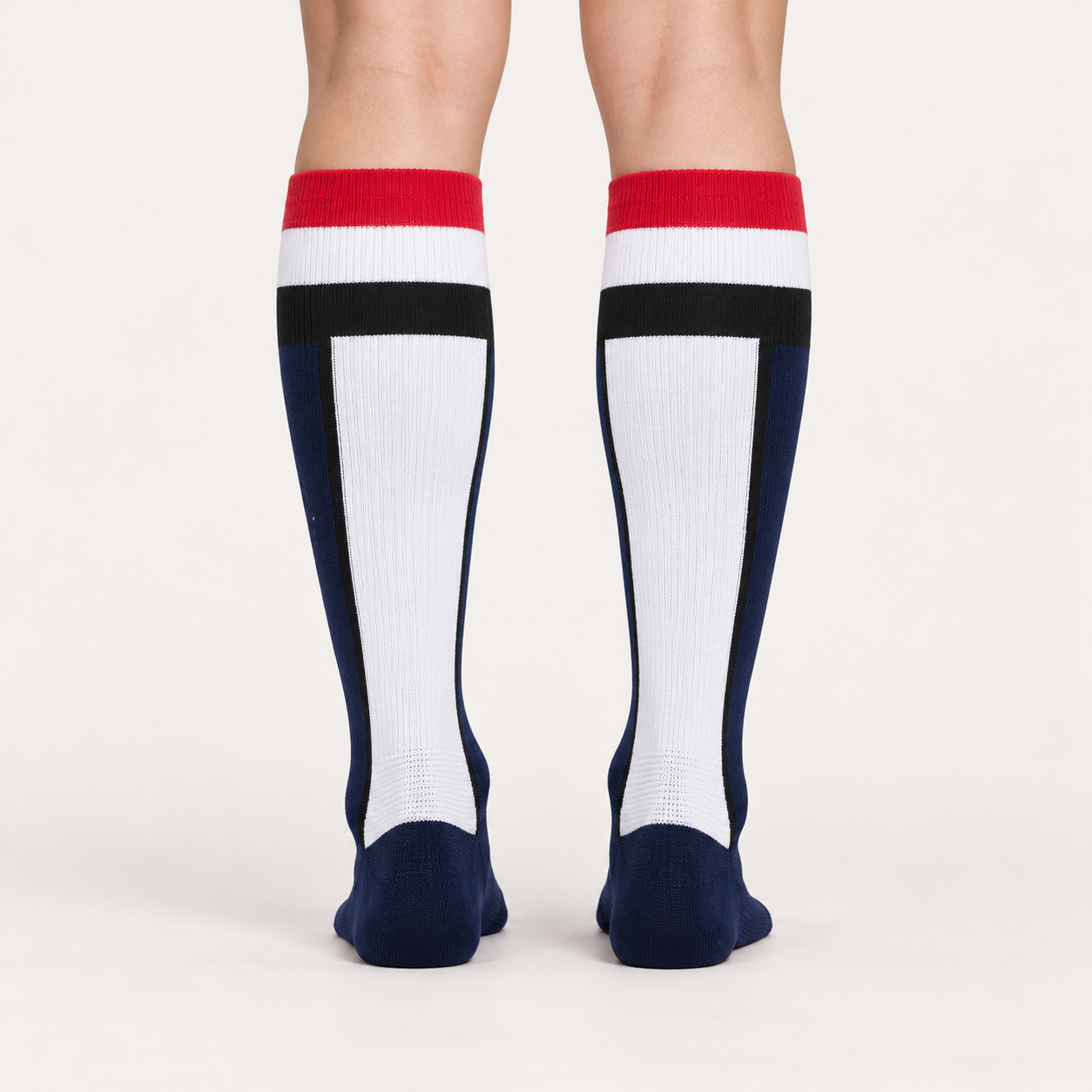 Perfect Moment women’s Ski Socks in Navy – model back view