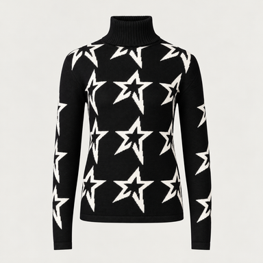 Perfect Moment women’s Star Dust Sweater in Black – product front view