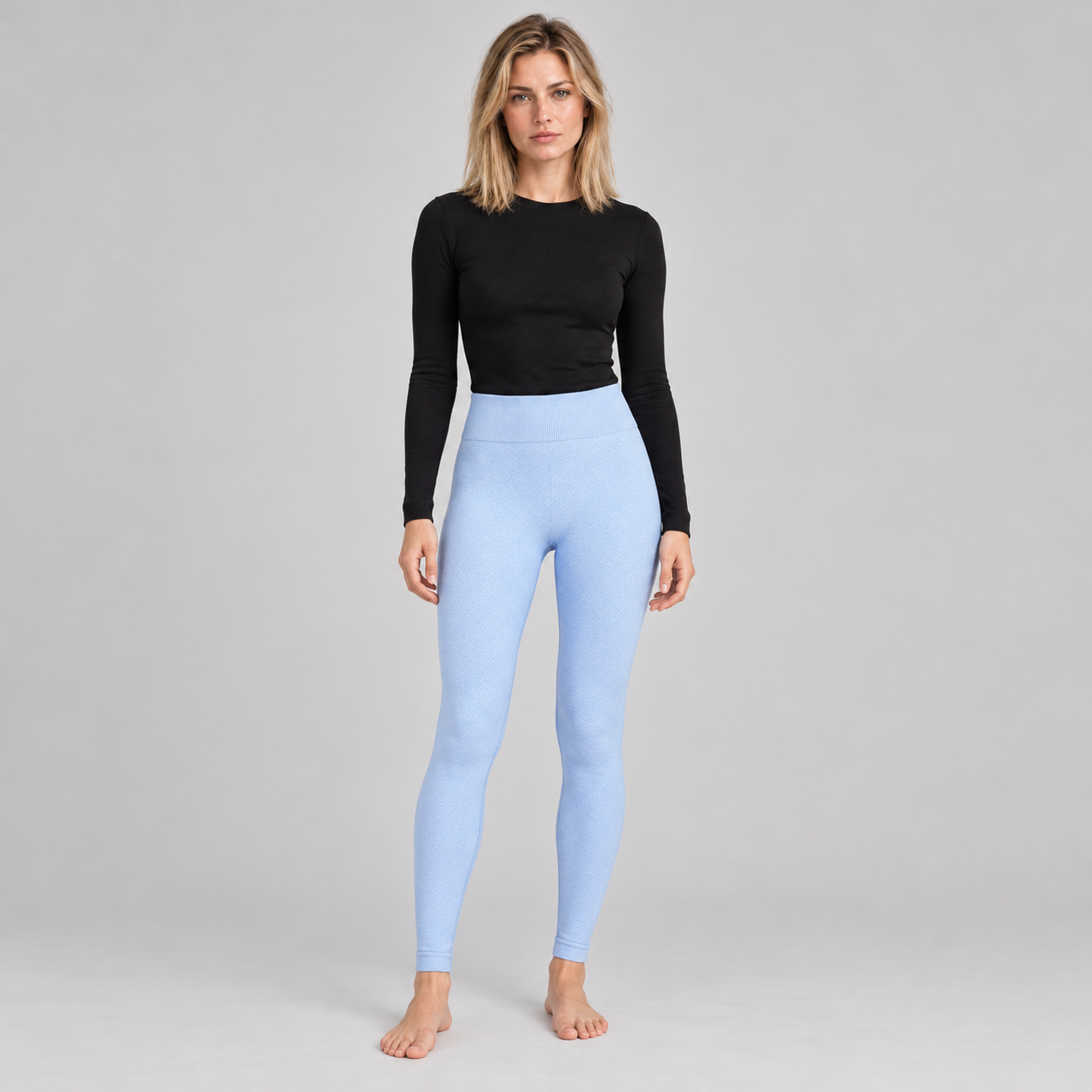 Perfect Moment women’s Thermal Legging in Bluebird Blue – model front view