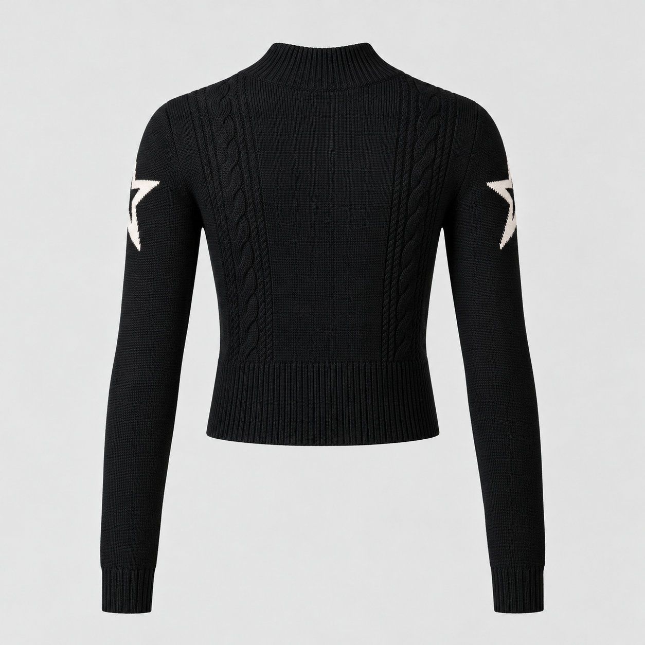 Perfect Moment women’s Cable Sweater in Black – product back view
