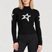 Perfect Moment women’s Cable Sweater in Black – model front view