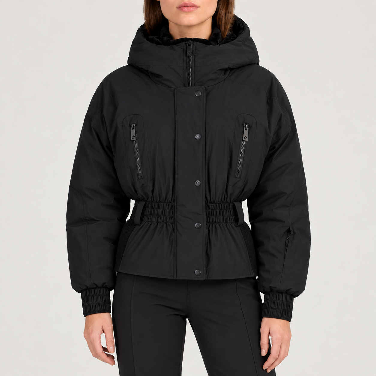 Perfect Moment women’s Celeste Ski Jacket in Black – model front view
