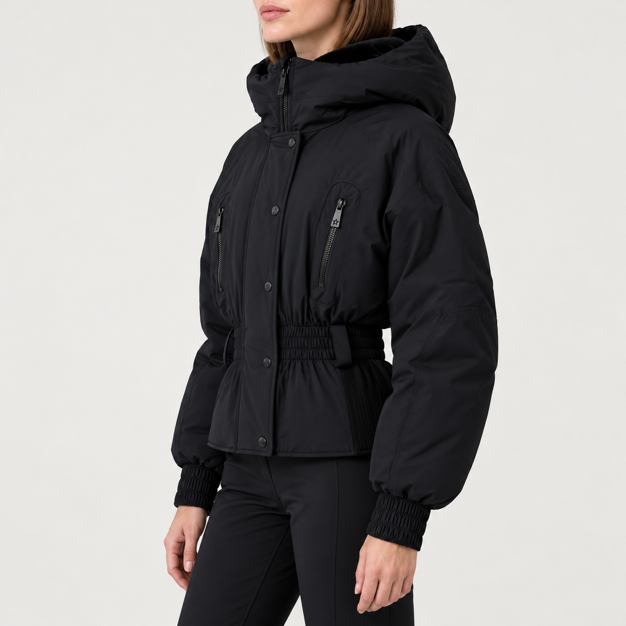 Perfect Moment women’s Celeste Ski Jacket in Black – model side view