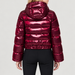 Perfect Moment women’s Polar Flare Shine Ski Jacket in wine – model back view