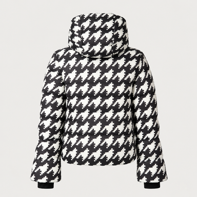 Perfect Moment women’s Polar Flare III Ski Jacket in Black and White Houndstooth – back product view