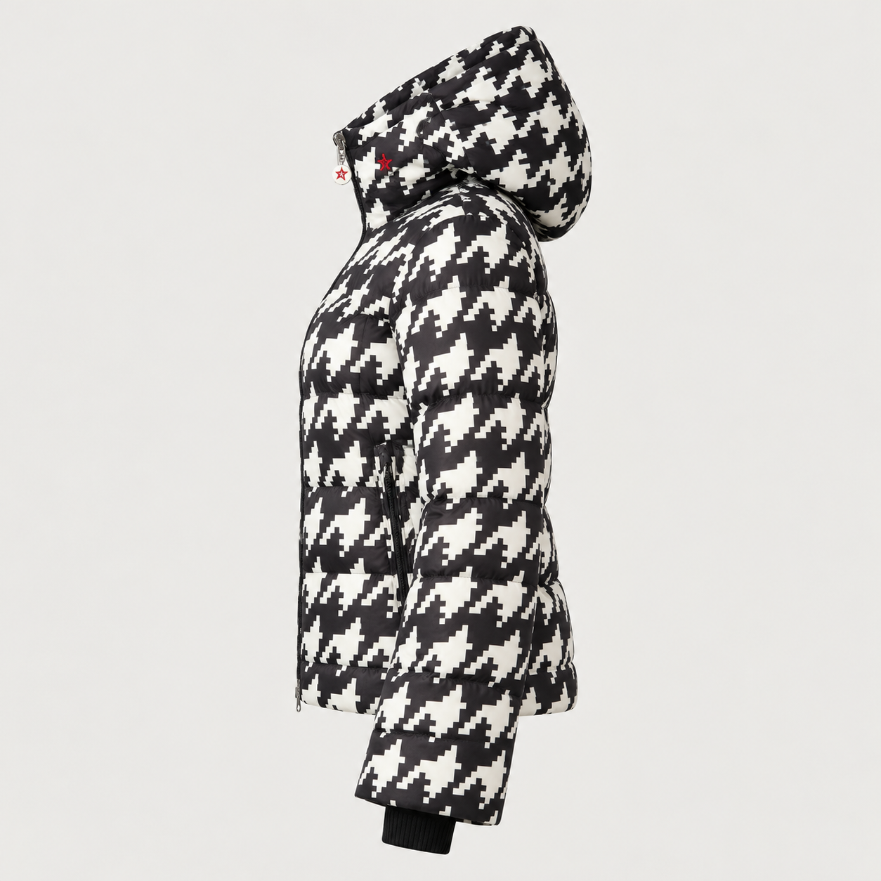 Perfect Moment women’s Polar Flare III Ski Jacket in Black and White Houndstooth – side product view