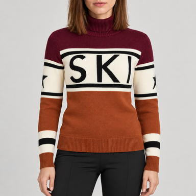 Perfect Moment women’s Schild Sweater in Autumn/Wine – model front view