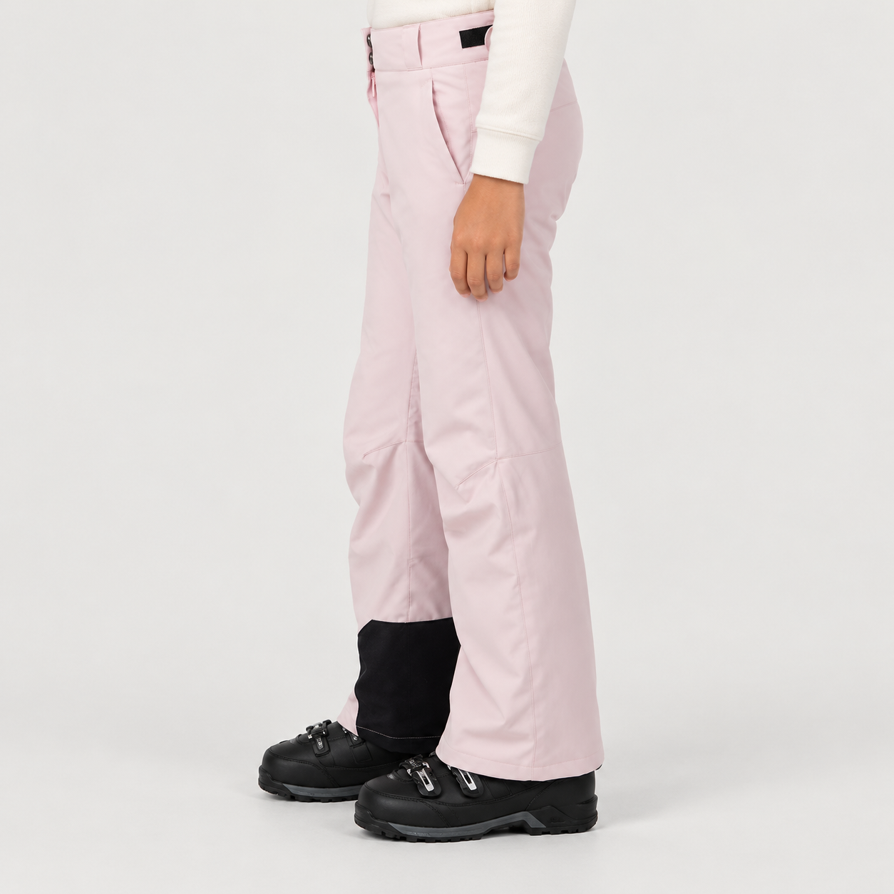 Rossignol Insulated Junior Ski Pants in PALE LILAC — 05 model side view