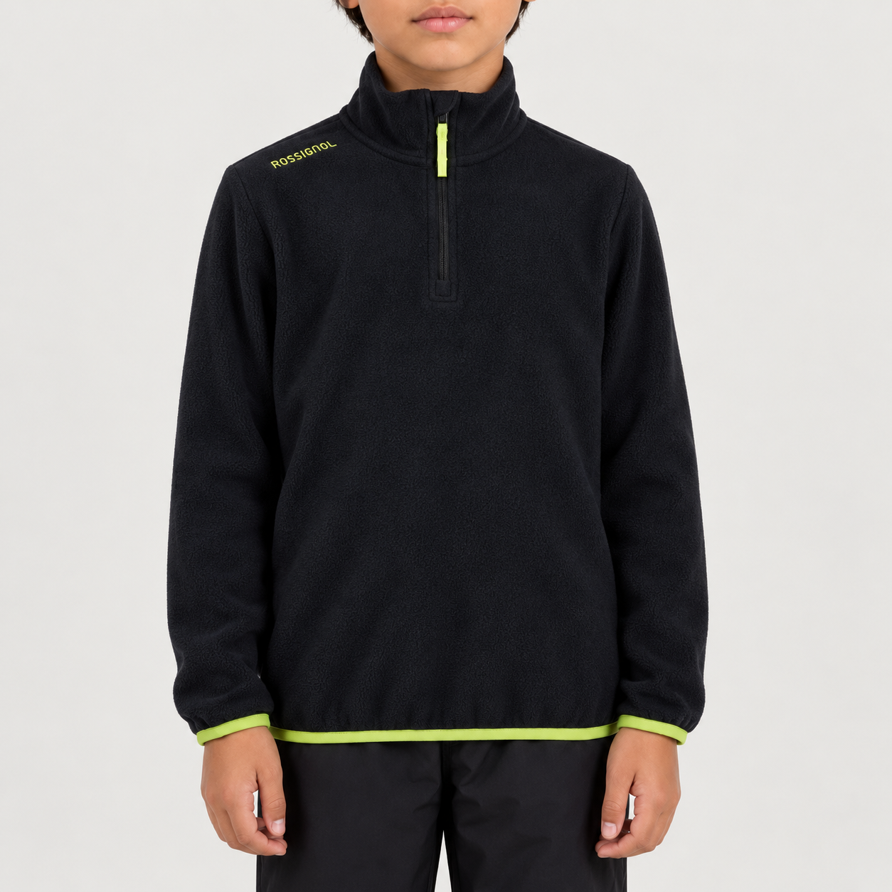 Rossignol Polar Junior Fleece in BLACK — 03 model front view