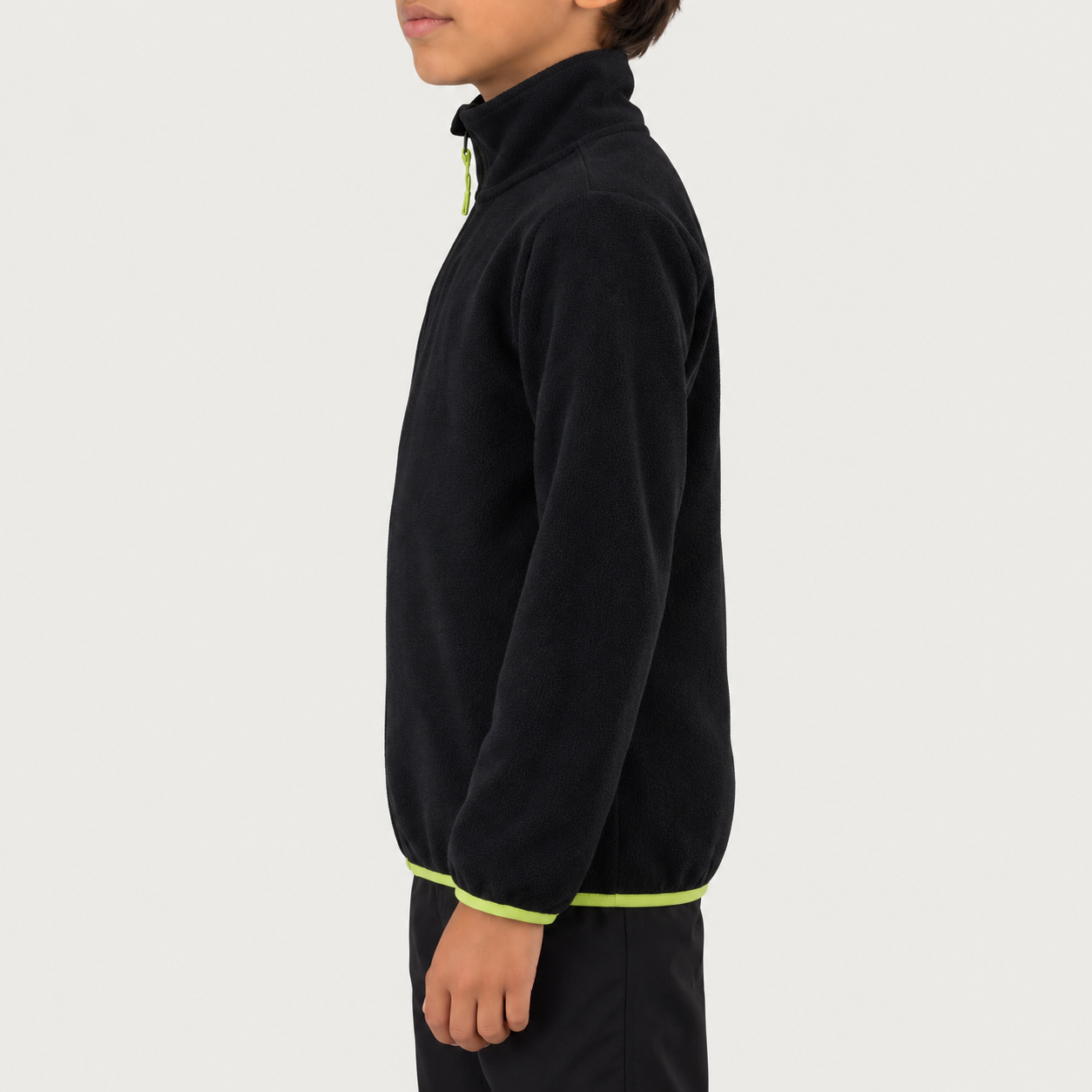 Rossignol Polar Junior Fleece in BLACK — 05 model side view