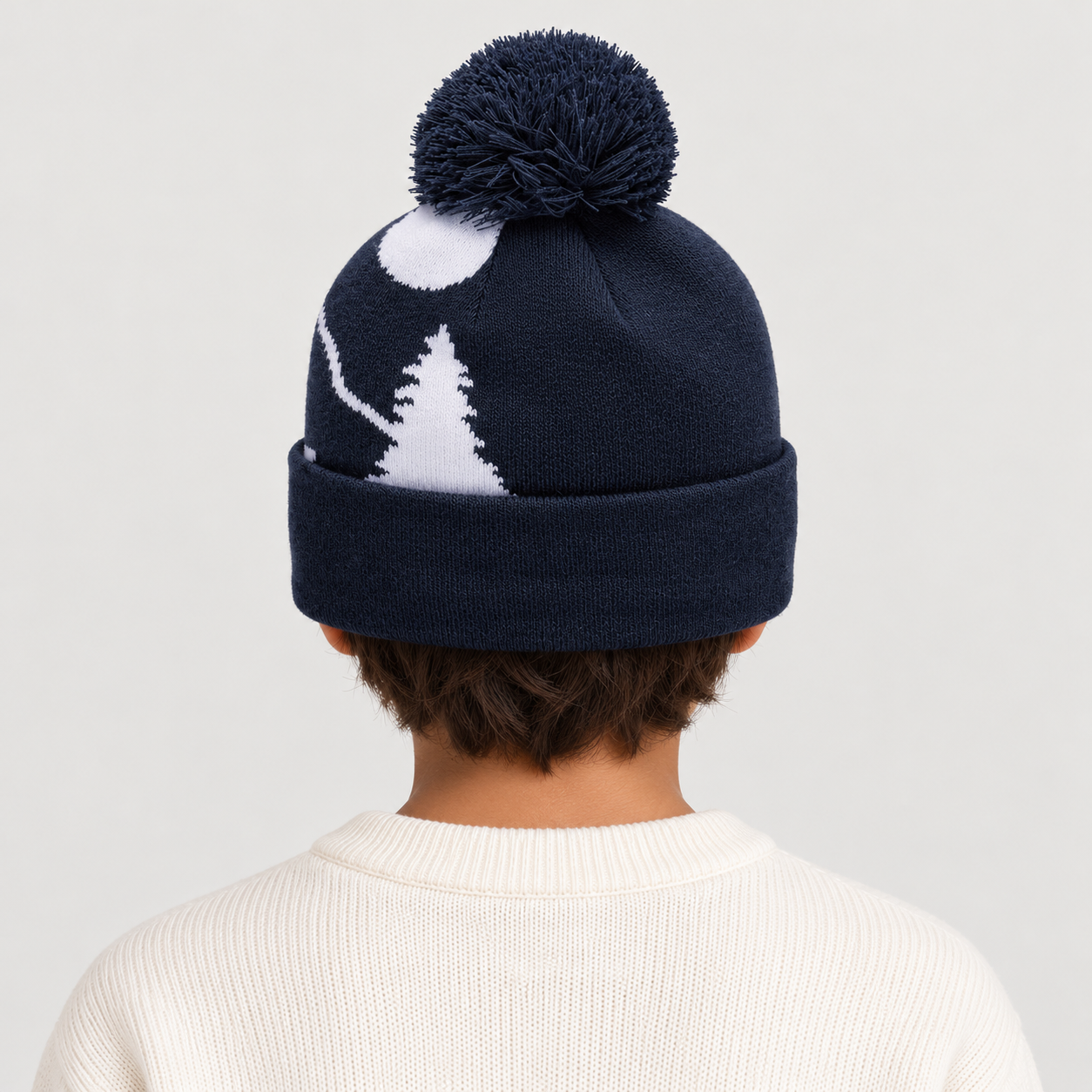 Rossignol Pompon Graphic Junior Beanie in DARK NAVY — 04 kids back view
