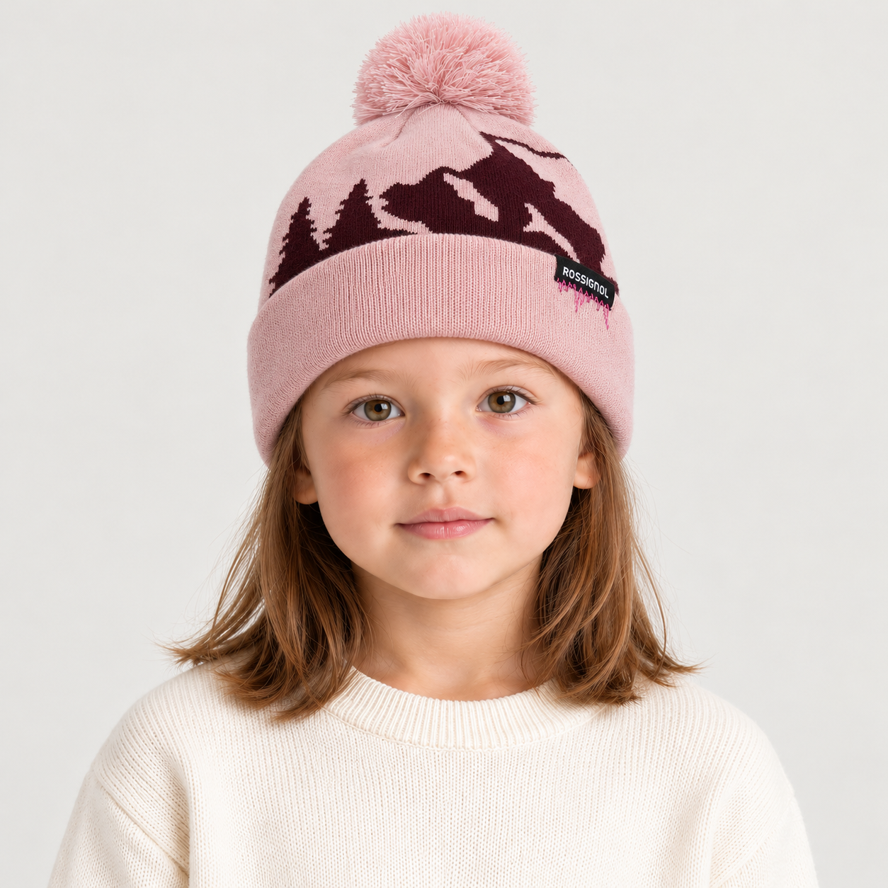 Rossignol Pompon Graphic Junior Beanie in PALE LILAC — 03 kids front view