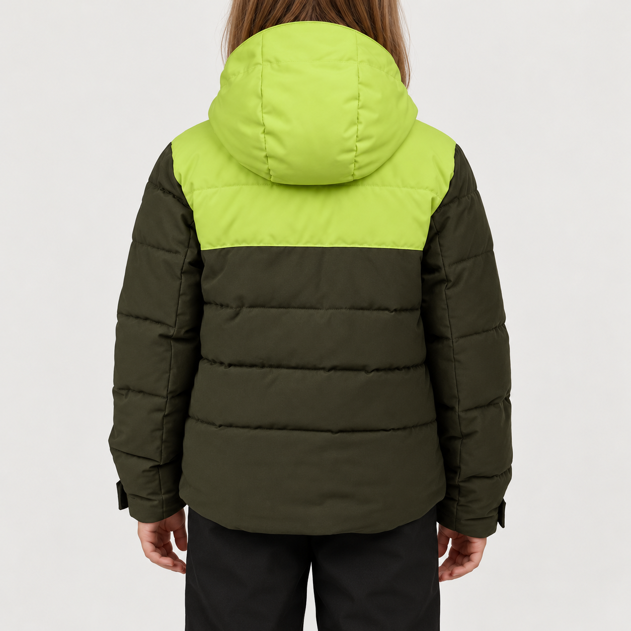 Rossignol Quilted Junior Ski Jacket in OLIVE SHADOW — 04 model back view