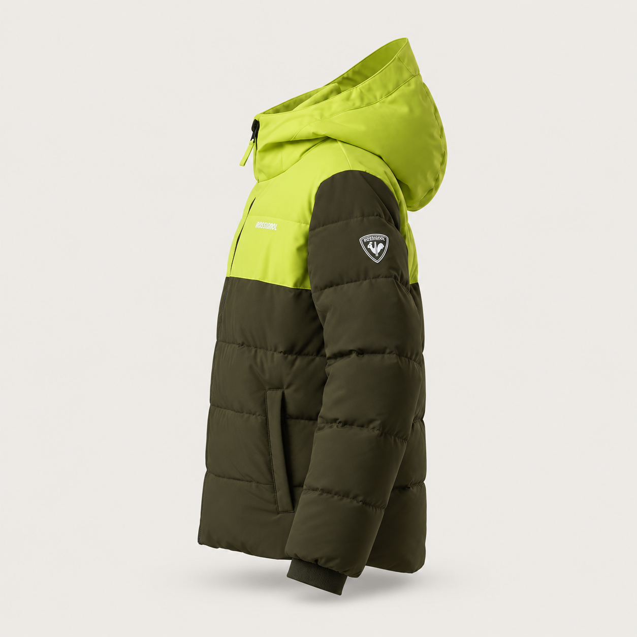 Rossignol Quilted Junior Ski Jacket in OLIVE SHADOW — 06 side view