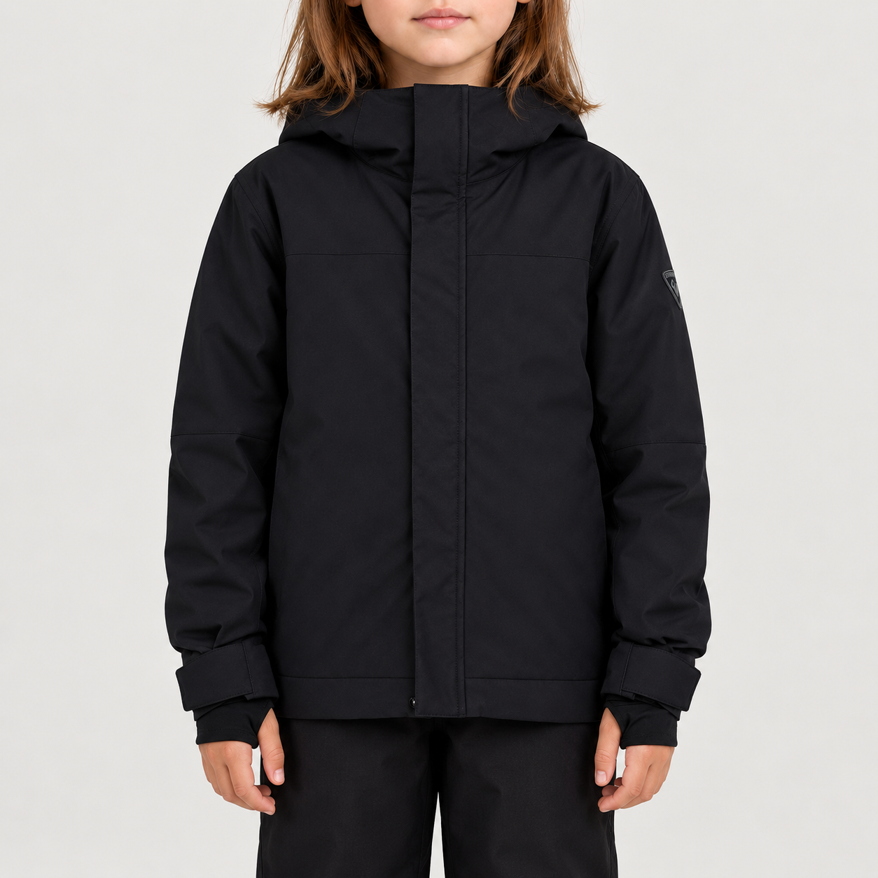 Rossignol Strawpile Junior Ski Jacket in Black — 03 model front view