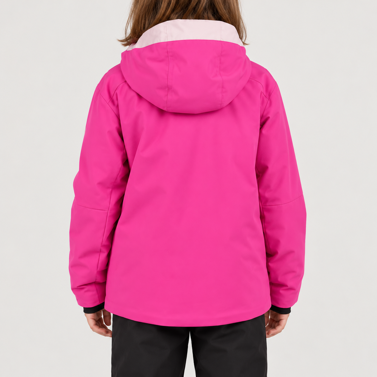 Rossignol Strawpile Junior Ski Jacket in Electric Fuchsia — 04 model back view