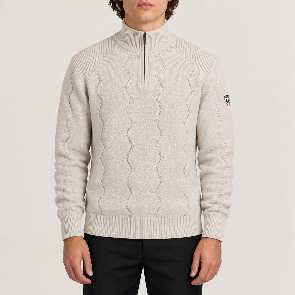 Rossignol Corbyr Half Zip Sweater in SILVER CLOUD — 03 model front view
